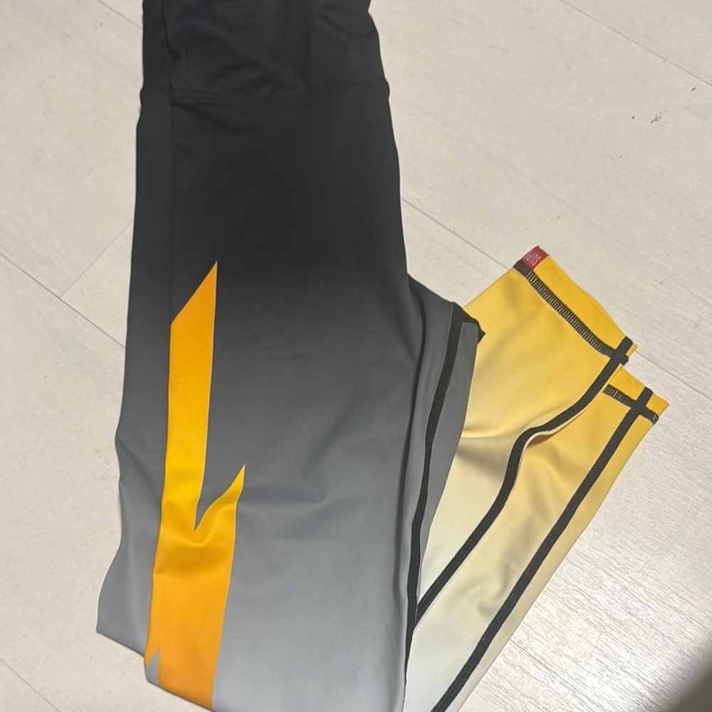 Gray and Yellow Athletic Leggings